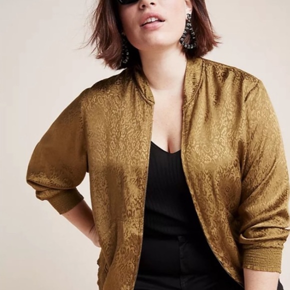 ANTHRO MAEVE 🫒 From Anthropologie - Leopard Print Bomber Jacket - Size XL - Picture 4 of 9